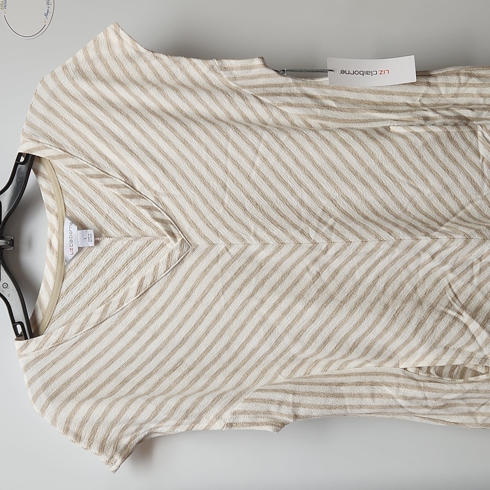 NWT Liz Claiborne Size L White and Cream Swimsuit / Beach Cover Up - Picture 3 of 11